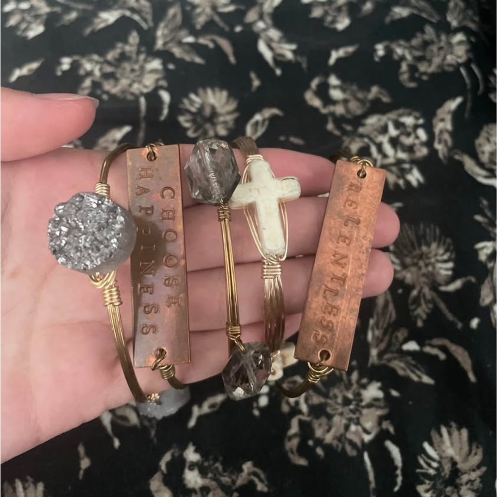 Rustic glam (copper and gold) bracelet bangle set of 5